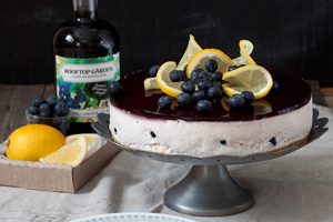 Mustikka-sitruunamoussekakku