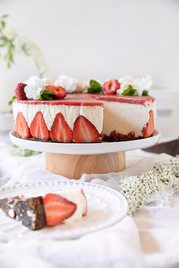 mansikka-vaniljajuustokakku