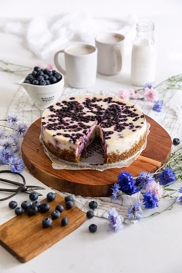 paistettu mustikkajuustokakku